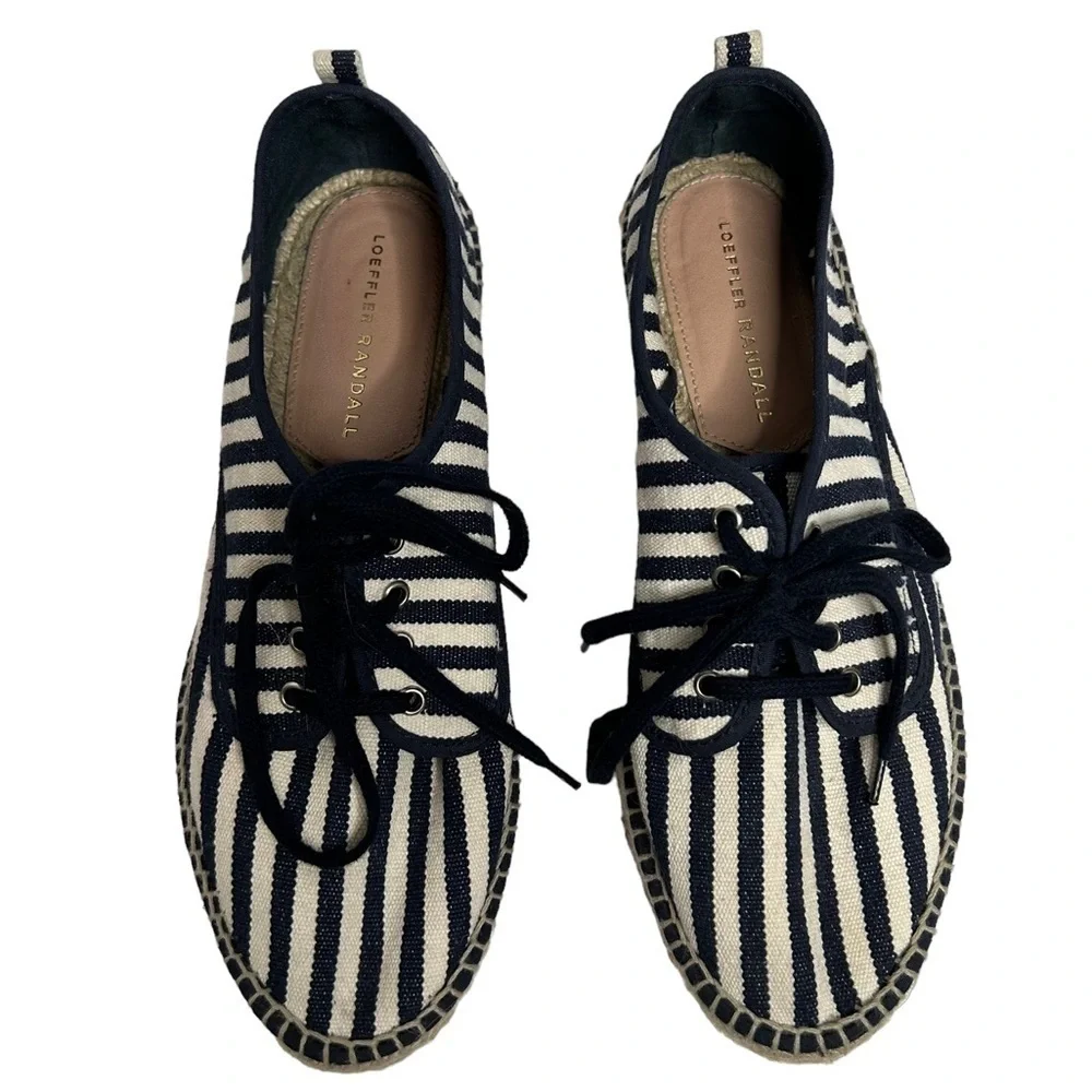 Loeffler Randall Alfie Navy Striped Espadrille Sneakers